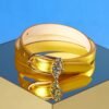 Harlow Gold Leather Belt in Blue Gem Accents